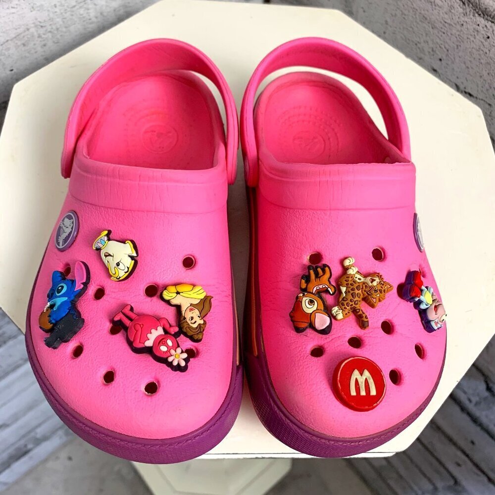 Crocs Crocband with Jibbitz Unisex Kids 12 C 13 Pink Slip On Beach Comfort Clog